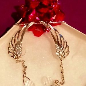 Freedi Alloy Linear Dangle Ear Cuffs Elegant Cocktail Party Wings Drop Earrings
